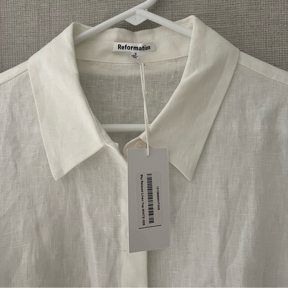 Reformation Sky Relaxed Linen Top Ivory - Size S; New with Tags - Picture 6 of 10